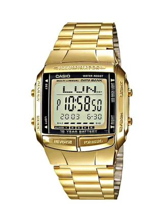 Men's Data Bank Stainless Steel Digital WatchDB-360G-9ADF Gold 