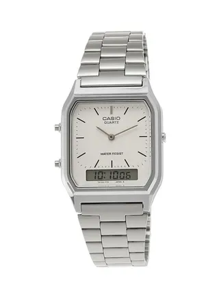 Men's Vintage Water Resistant Analog & Digital Watch AQ-230A-7DMQ - 30 mm - Silver 