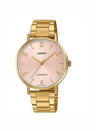 Women's Stainless Steel Analog Quartz Wrist Watch LTP-VT01G-4BUDF Pink/Gold - 34 mm - Gold 