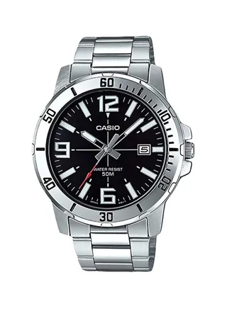 Men's Water Resistant Analog Watch MTP-VD01D-1BVUDF - 45 mm - Silver 