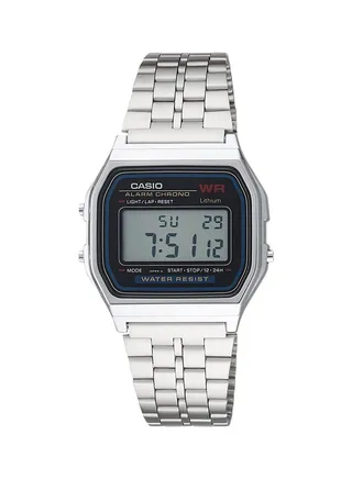 Stainless Steel Digital Wrist Watch A159W-N1DF - 33 mm - Silver 