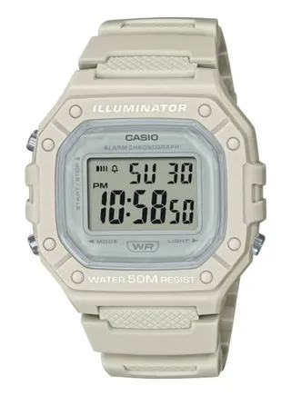Hexagon Shape Digital Resin Wrist Watch W-218HC-8AVDF - 44mm -White 