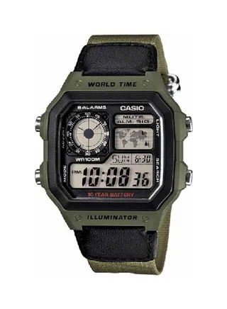 Men's Youth Digital Watch AE-1200WHB-3B - 39 mm - Green/Black 