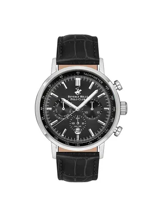 Men Chronograph Round Shape Leather Wrist Watch 43.5 mm 