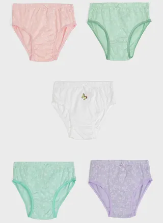 Pack Of 5 Printed Girls Brief