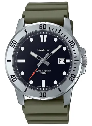 Casio Water Resistant Analog Resin Band Watch For Men's MTP-VD01-3EVUDF 