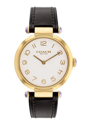 Women's Analog Round Leather Wrist Watch 14503998 - 34 mm 
