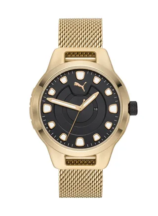 Analog Quartz Watch for Men With Gold Stainless Steel Band- 5 ATM - PU P5006 