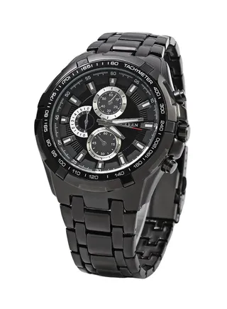 Men's Water Resistant Chronograph Wrist Watch 8023 - 48 mm -Black 