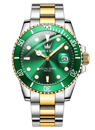Watch For Men Stainless Steel Quartz Analog Water Resistant Watch 41mm 5885 Gold and Silver 