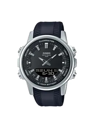 Round Shape Analog Resin Wrist Watch AMW-880-1AVDF - 47mm - Black 