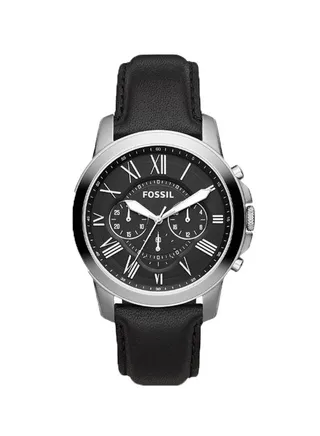 Men's Leather Chronograph Wrist Watch FS4812IE - 48 mm - Black 