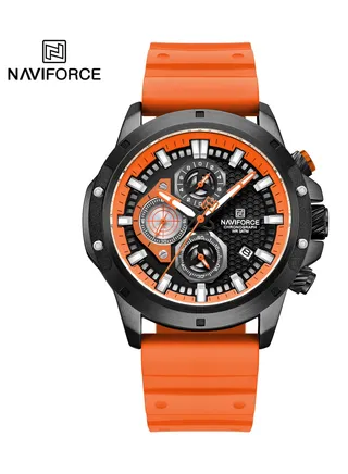 Men's Chronograph Round Shape Silicone Wrist Watch NF8036 B/O/O - 46 Mm 