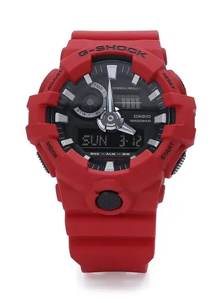 Men's Round Shape Rubber Strap Analog & Digital Wrist Watch - Red - GA-700-4ADR 