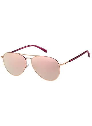 Women's UV Protection Aviator Sunglasses - Fos 3102/G/S Red Gold 58 - Lens Size 58 Mm 