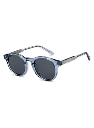 Full Rim Polarized Round Sunglasses For Men & Women - 48mm - Blue 