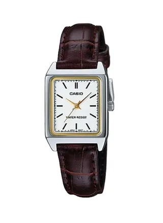 Women's Leather Analog Wrist Watch LTP-V007L-7E2UDF Brown 