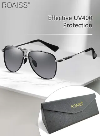 Men's Aviator Sunglasses, UV400 Protection Sun Glasses with Metal Frame, Fashion Anti-Glare Sun Shades for Men Driving, Fishing, Traveling, 61mm 