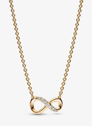 Pandora Moments cubic zirconia women's sparkling eternal symbol collarbone necklace 368821C01 