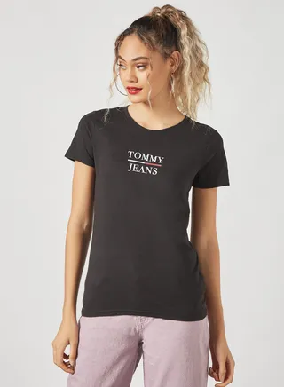 Logo Print Crew Neck T-Shirt Black 