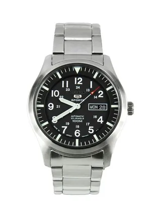 Men's 5 Sports Round Shape Stainless Steel Analog Wrist Watch 42 mm - Silver - SNZG13J1 