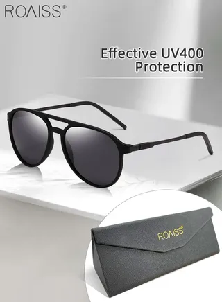Men's Aviator Polarized Sunglasses, UV400 Protection Sun Glasses with Grey Lens, Fashion Anti-Glare Sun Shades for Men Driving, Fishing, Traveling, 62mm 
