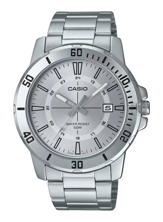 Men's Quartz Analog White Dial Stainless Steel Watch MTP-VD01D-7CVUDF 