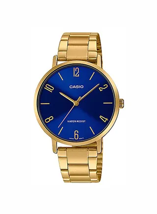 Women's Stainless Steel Analog Quartz Wrist Watch LTP-VT01G-2BUDF Navy/Gold - 40 mm - Gold 
