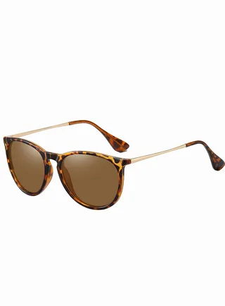 Vintage Round Polarized Sunglasses for Women Classic Retro Designer Style 