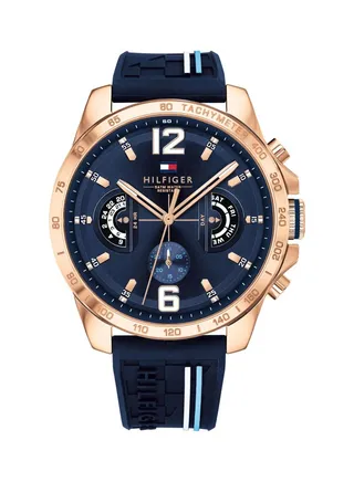 Men's Round Shape Silicone Strap Analog Wrist Watch 42 mm - Blue - 1791474 