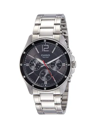 Men's Water Resistant Satinless Steel Chronograph Watch MTP-1374D-1AVDF - 44 mm - Silver 