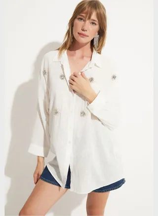 Embroidered Button Down Shirt