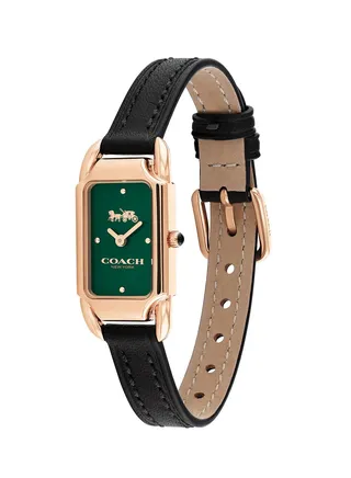 Women's Analog Rectangle Shape Leather Wrist Watch 14504068 - 17.5 Mm 