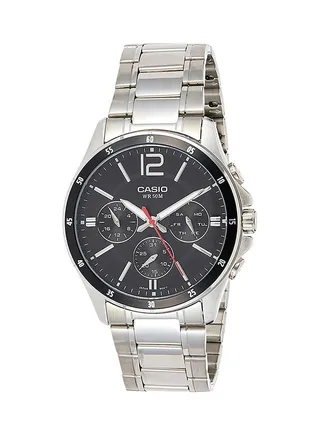 Men's Metal Analog Wrist Watch MTP-1374D-1AVDF - 44 mm - Silver 