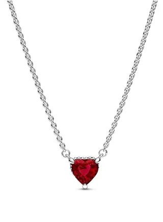 Pandora Jewelry Women's Sparkling Cubic Zirconia Heart shaped Pendant with Collar Chain Necklace 392542C01-45 