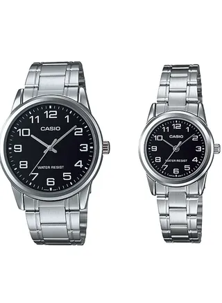 Casio Stainless steel Black Dial Couple Watch MTP/LTP-V001D-1BUDF 