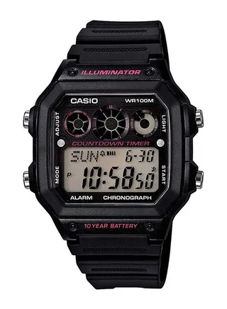 Boys' Silicone Digital Wrist Watch AE-1300WH-1A2VDF - 42 mm - Black 