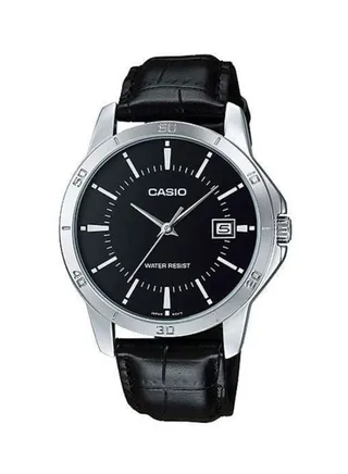 Men's Dress Series Water Resistant Leather Analog Watch MTP-V004L-1AUDF 