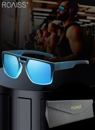 Polarized Sports Sunglasses for Men Women, UV400 Protection Cycling Glasses, Dustproof Cycling Goggles for Baseball Running Fishing Golf, Blue 