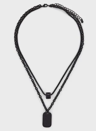 Dogtag Layered Pendant Necklace 