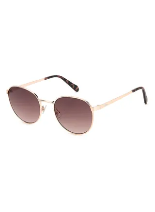 Women's UV Protection Round Sunglasses - Fos 2129/G/S Red Gold 52 - Lens Size: 52 Mm 