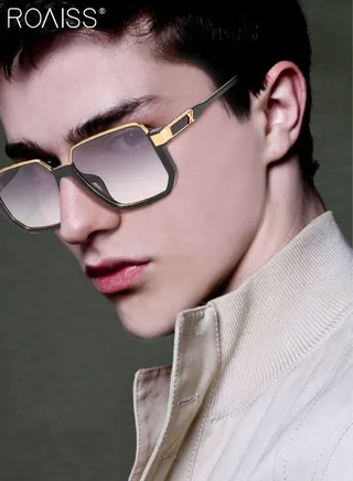 Semi Frame Square Sunglasses for Men Women UV400 Protection Sun Glasses with Alloy Frame Fashion Anti-Glare Sun Shades for Driving Fishing Traveling with Gradient Grey Lens 