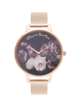 Women's Fine Art  Black & Floral Dial Watch - OB16WG22 