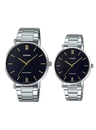 Quartz Black Dial Stainless Steel Couple Watch MTP/LTP-VT01D-1BUDF 
