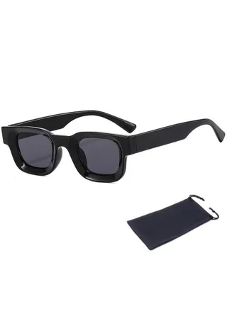Small Frame Vintage Sunglasses - Black 