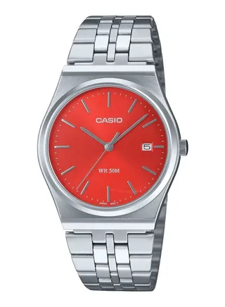 Casio Quartz Analog Red Dial Stainless Steel Unisex Watch MTP-B145D-4A2 