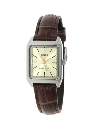 Women's Leather Analog Wrist Watch LTP-V007L-9EUDF - 22 mm - Brown 