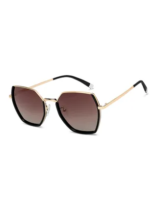 Women's Women's Polarized Hexagon Sunglasses - VC S15767 - Lens Size: 55 Mm 