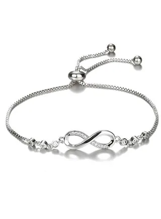 Bracelet for Women Silver Plated Bracelet Cubic Zirconia Adjustable Love Heart Bracelets 