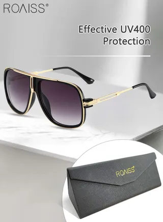 Aviator Sunglasses for Men Women, UV400 Protection Trendy Anti-Glare Classic Sun Shades with Glasses Case for Shopping Party Travel 57mm 